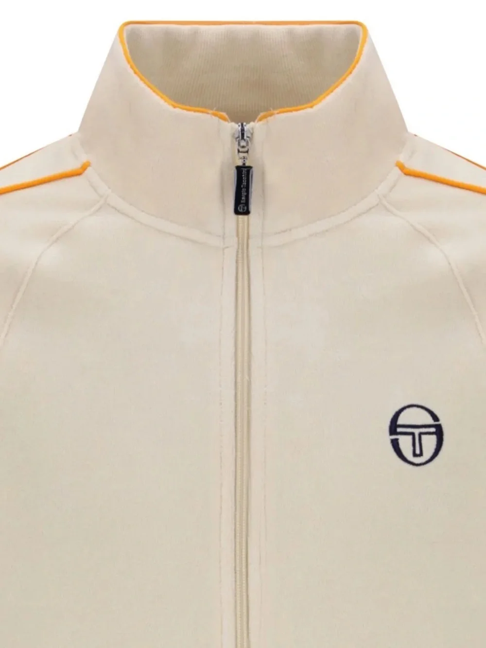 🛑 Sergio Tacchini Tasso Velour Track Top in Sandshell Beige/Orange Pepper - NWT